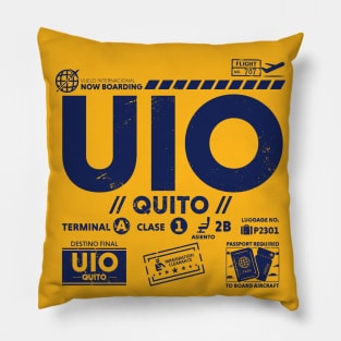 Vintage Quito UIO Airport Code Travel Day Retro Travel Tag B Pillow