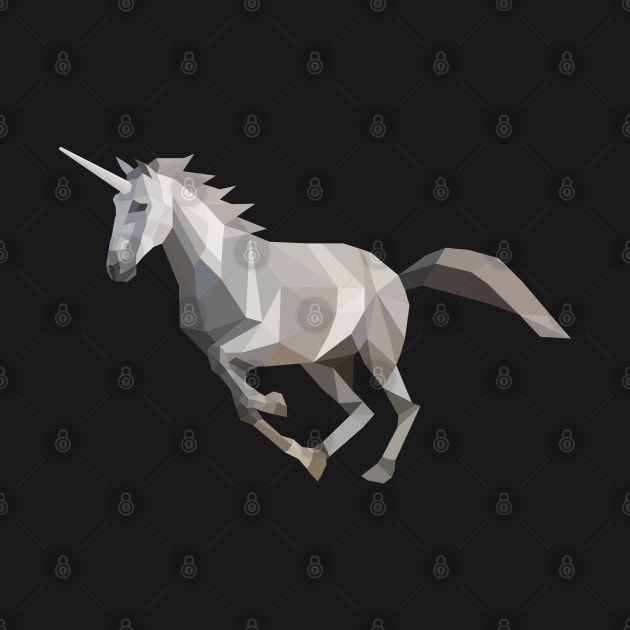 Grey Low Poly Unicorn by shaldesign