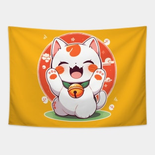 A Cute Lucky Cat's Smile Tapestry