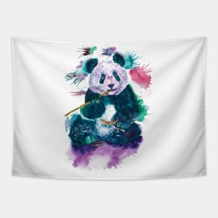 pands cute watercolor eat bamboo Tapestry