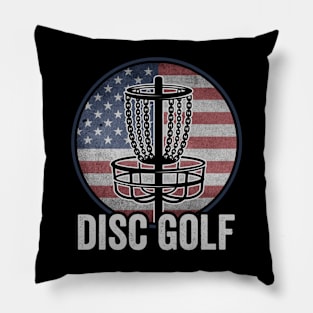 Funny Disc Golf Player USA American Flag Pillow