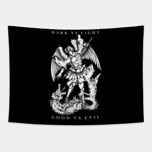 dark versus light evil versus good angel vs dragon Tapestry