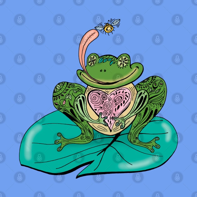 Frog on Lily Pad Boho Henna Style by NaturalDesign