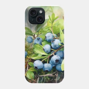 Wild Blueberries in a Forest Watercolor Phone Case