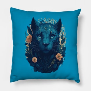 Panther with flowers Pillow