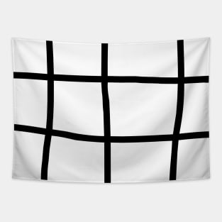 Minimalist Black Grid Lines Simple Pattern Tapestry