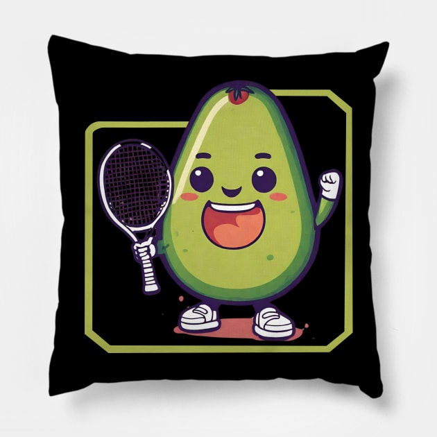 Avocado tennis Pillow by Ilustradamus