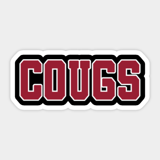 Cougs in Red Athletic Font - Cougs - Sticker