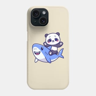 Cute Panda With Cute Shark Cartoon Phone Case