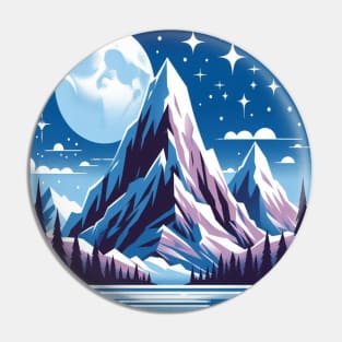 Collage Art - Mountain and Moon Pin