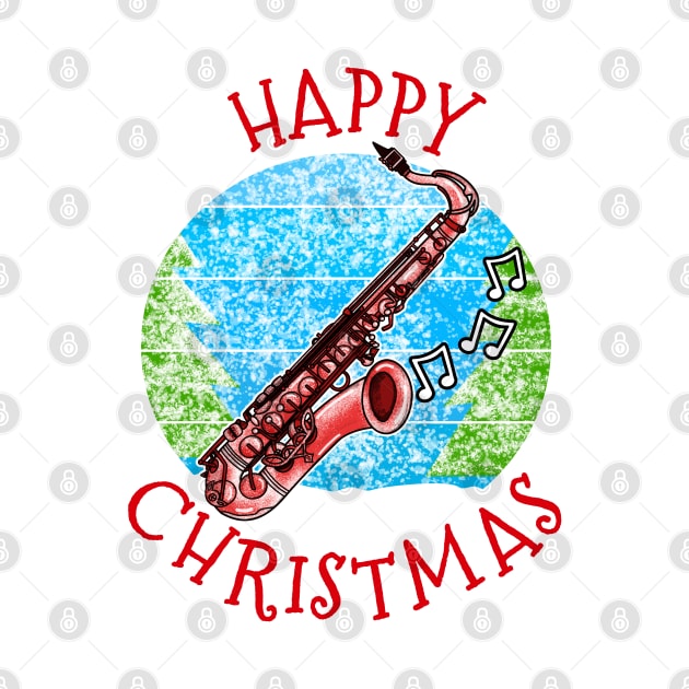 Christmas Saxophone Saxophonist Jazz Musician Xmas 2022 by doodlerob