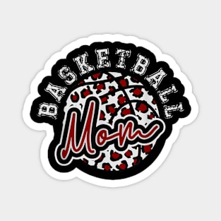 Leopard Cheetah Basketball Mom Family Maroon Trendy Spirit Magnet