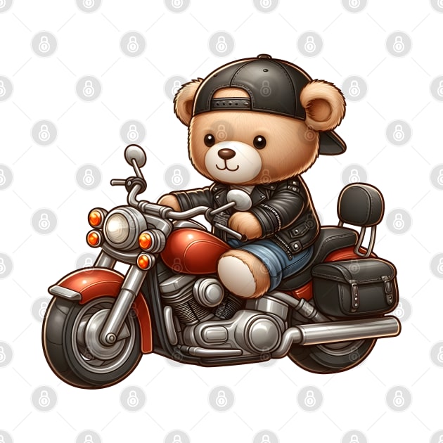 Cute Bear on a Motorcycle Kawaii by Teddy Club