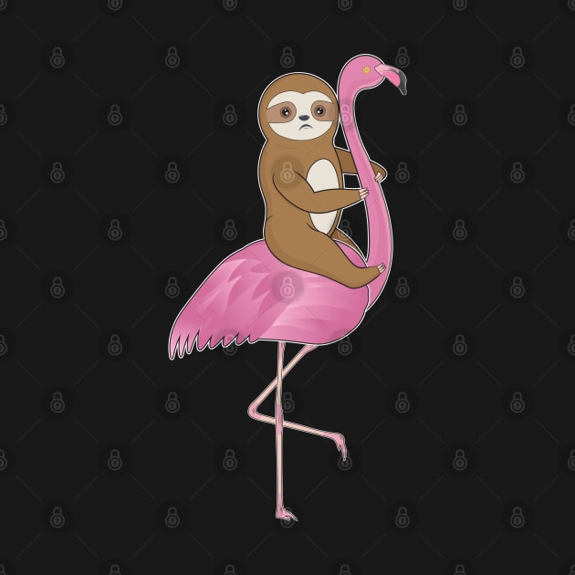 Cute Baby Sloth And Flamingo by M Humor