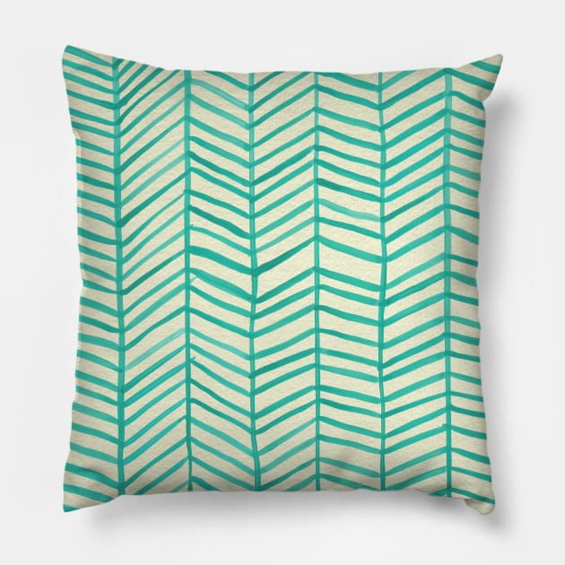 Herringbone Mint Pillow by CatCoq