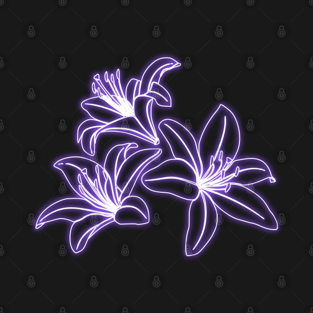 Violet Neon Lys Flowers by la chataigne qui vole ⭐⭐⭐⭐⭐