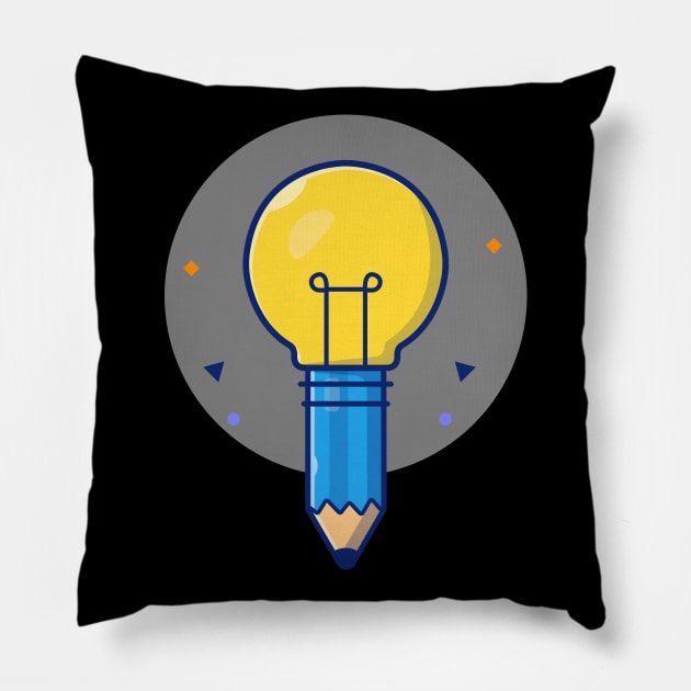 Lamp with pencil cartoon Pillow by Catalyst Labs