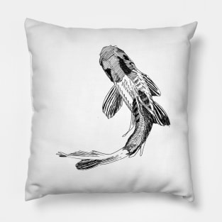 Koi Fish Ink Drawing Pillow