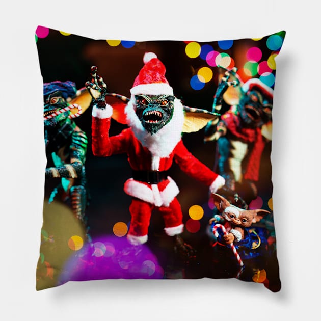 A Carol of Gremlins Pillow by Mikes Monsters