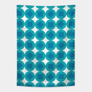 Blue Squares and Circles Seamless Pattern 018#001 Tapestry