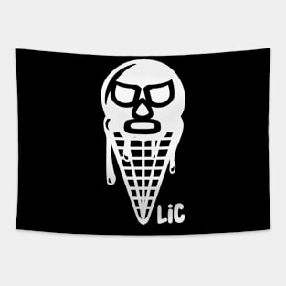 Lucha Ice Cream Logo WHITE Tapestry