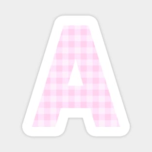 Pink Letter A in Plaid Pattern Background. Magnet