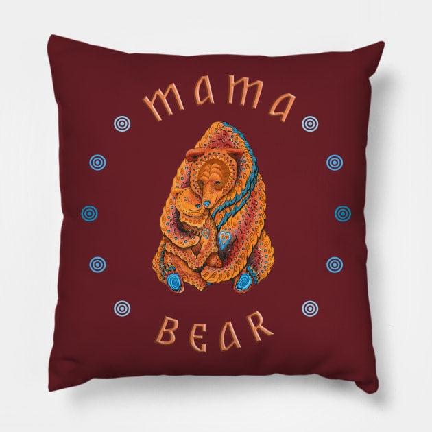 Mama Bear Design, Brown Bear with Cub Pillow by FreeSpiritMeg