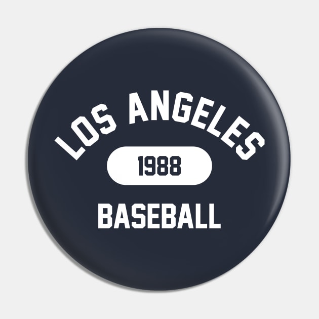 Retro 1988 Los Angeles Baseball Varsity Logo (White) Pin by Double-Double Designs