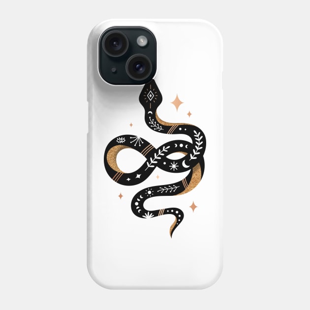 Snake - Black and Gold Phone Case by paulineberger