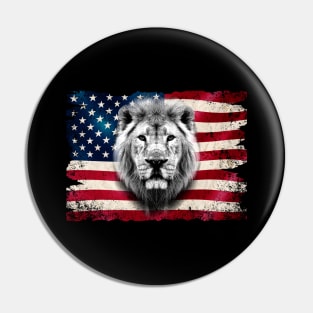 American flag and lion 4th of July USA Patriotic Pin