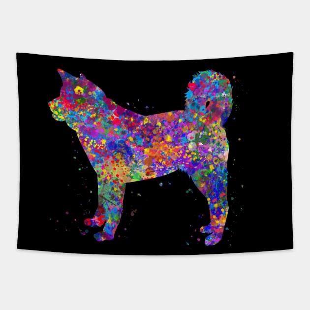 akita dog watercolor Tapestry by Yahya Art