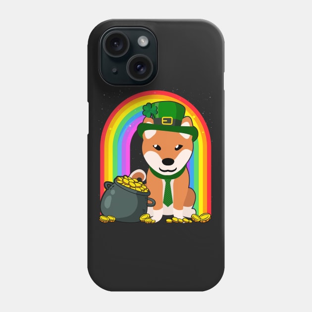 Shiba Inu Rainbow Irish Clover St Patrick Day Dog Gift graphic Phone Case by theodoros20