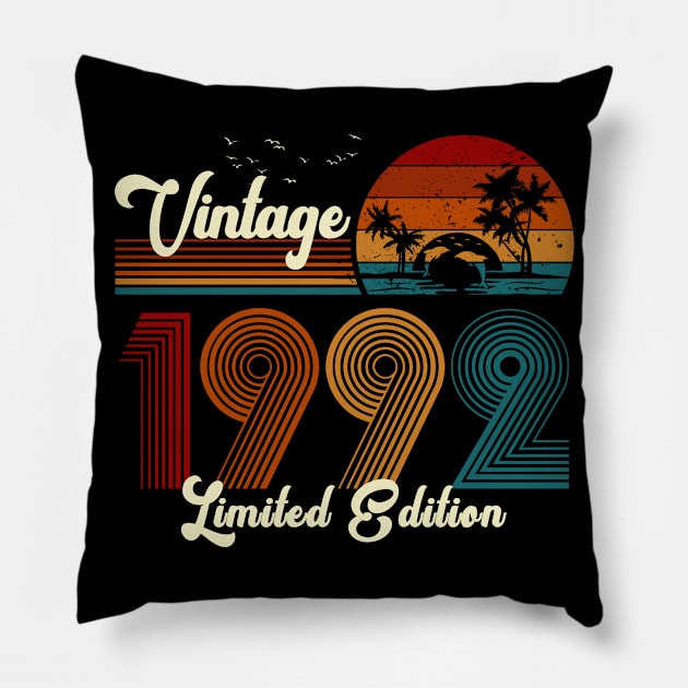 Vintage 1992 Shirt Limited Edition 28th Birthday Gift Pillow by Damsin