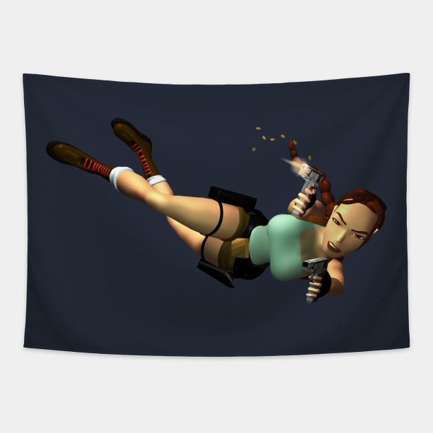 LARA CROFT - Double Pistols Action Tapestry by iamjudas