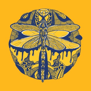 Navy Gold Circle of the Dragonfly T-Shirt