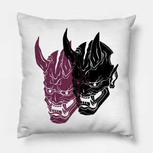 The Double Oni Mask 3 - Yabisan - Vector Style Pillow