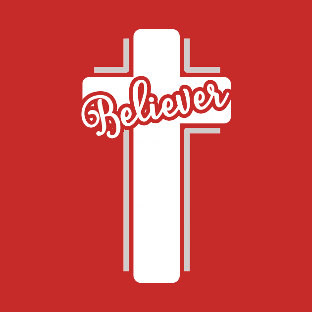 Christian Believer White Cross Design by 4Craig