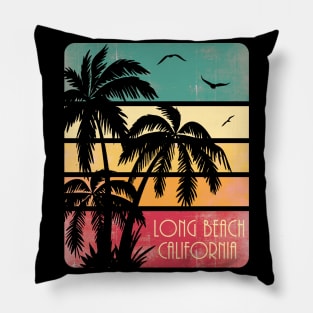 Long Beach California Vintage Summer Pillow