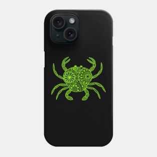 Mandala Crab (green and black inverted) Phone Case