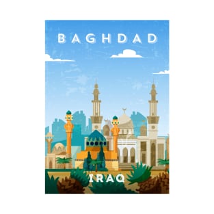 Baghdad, Iraq - Retro travel minimalist poster T-Shirt