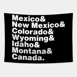 Continental Divide Trail States (White Font) Tapestry