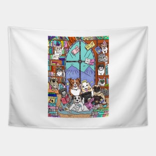 Pets in the Magic Library Tapestry