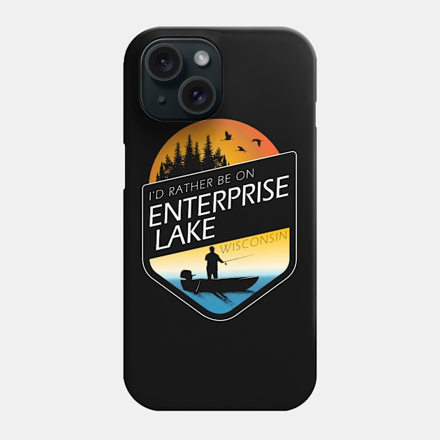 I'd Rather Be On Enterprise Lake Wisconsin Sunset Fishing Phone Case by BirdsEyeWorks