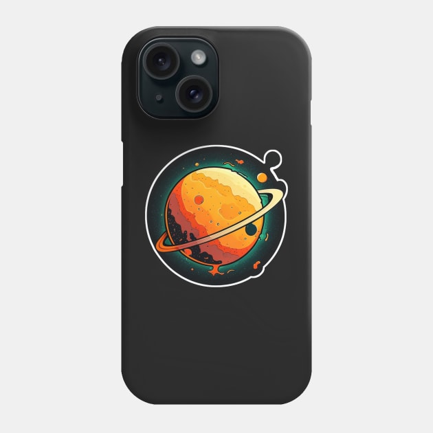 Ringed Planet Sticker Phone Case by Walford-Designs