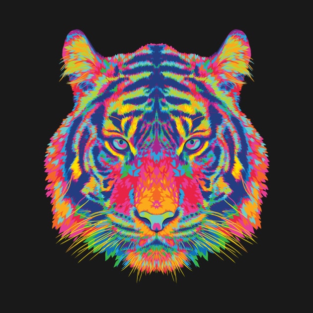 Rainbow Symmetrical Tiger by polliadesign