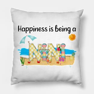 Happiness Is Being A Nini Summer Beach Happy Mother's Pillow