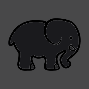 Black Elephant Cartoon Image T-Shirt