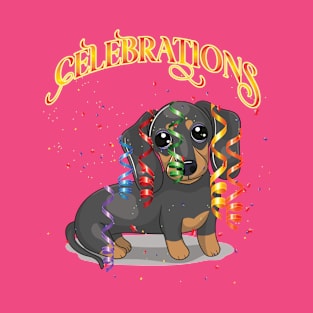 Celebrations dachshund dachsie sausage dog new year birthday party T-Shirt