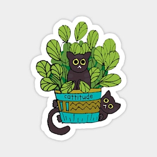 Black cats in planter Magnet