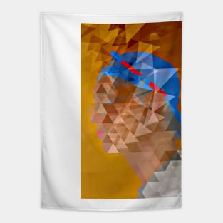 Pixelated Glitch Face Aesthetic Line Art Face Design Tapestry